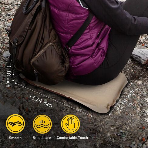 Inflatable Stadium Seat Cushion Pad: Portable Travel Camping Air Sitting Chair Pillow - Self Inflating Airplane Seats Bleacher Sit Seating Pads - Outdoor Blow Up Foldable Cushions For Hiking Hunting in Saudi Arabia