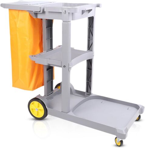Commercial Janitorial Cleaning Cart on Wheels, 3-Shelf Commercial Traditional Janitorial Cart, with Cover, Cleaning Caddy for Housekeeping, for Stores, Schools, and Business in Saudi Arabia