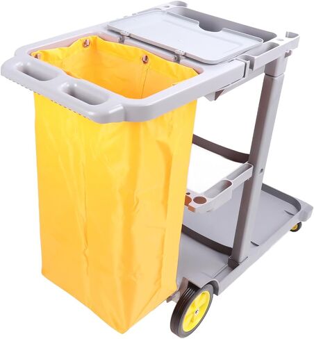Commercial Janitorial Cleaning Cart on Wheels, 3-Shelf Commercial Traditional Janitorial Cart, with Cover, Cleaning Caddy for Housekeeping, for Stores, Schools, and Business in Saudi Arabia