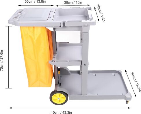 Commercial Janitorial Cleaning Cart on Wheels, 3-Shelf Commercial Traditional Janitorial Cart, with Cover, Cleaning Caddy for Housekeeping, for Stores, Schools, and Business in Saudi Arabia