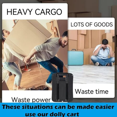 شاحنة يدوية قابلة للطي، عربة دوللي بعجلات دوارة 4 * 360 درجة، شاحنة ثقيلة 200 رطل وعربة محمولة، السفر، التحرك، التسوق، الاستخدام المكتبي، أسود in Kuwait