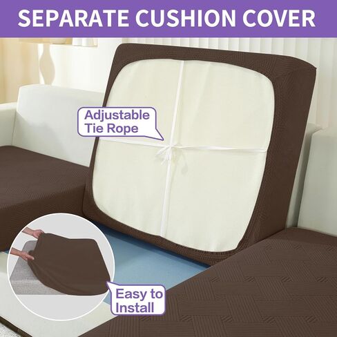 2025 أغطية أرائك مخططة 4 قطع، أغطية أرائك قابلة للتمدد للغاية لـ 3 وسائد للأريكة، أغطية أرائك مضادة للانزلاق مع أربطة سفلية، سميكة متينة وقابلة للغسل، واقي ناعم ومريح (71 بوصة - 91 بوصة، قهوة داكنة) in Kuwait