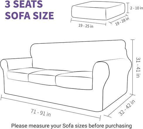 2025 أغطية أرائك مخططة 4 قطع، أغطية أرائك قابلة للتمدد للغاية لـ 3 وسائد للأريكة، أغطية أرائك مضادة للانزلاق مع أربطة سفلية، سميكة متينة وقابلة للغسل، واقي ناعم ومريح (71 بوصة - 91 بوصة، قهوة داكنة) in Kuwait