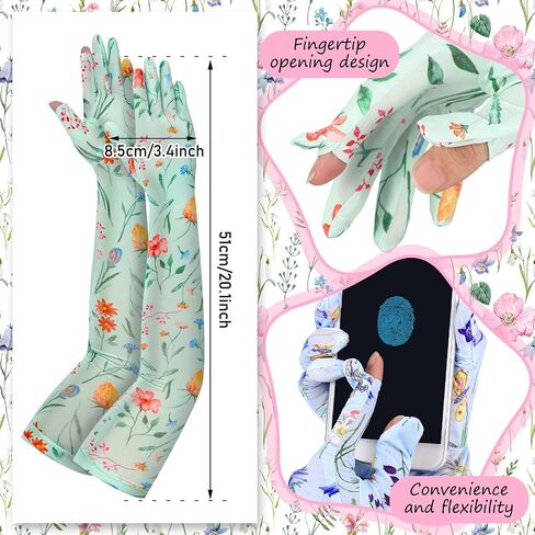6 Pairs UV Long Sun Protection Gloves Non Slip Full Finger Gardening Sleeves for Women Floral Cooling Arm Covers Driving Gloves for Summer Outdoor Cycling Sports UV Protection Gifts in Saudi Arabia