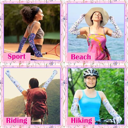 6 Pairs UV Long Sun Protection Gloves Non Slip Full Finger Gardening Sleeves for Women Floral Cooling Arm Covers Driving Gloves for Summer Outdoor Cycling Sports UV Protection Gifts in Saudi Arabia