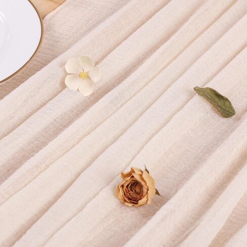 SAJOO 13ft Beige Cheesecloth Table Runner Boho Gauze Table Runner for Baby Shower 35x157 Inches Cheese Cloth Table Runner for Wedding Bridal Party Home Decorations in Saudi Arabia