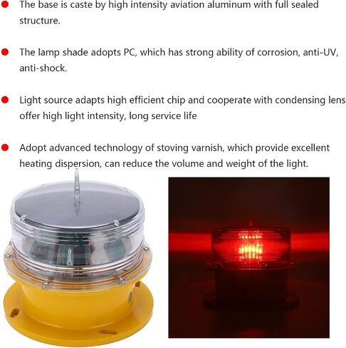 Acouto LED منارة أضواء الشمسية الطيران عائق تحذير مصباح الطوارئ البناء مصباح IP66 ضوء معتدل في الهواء الطلق للممرات المائية البحرية الأنهار والبحيرات in Saudi Arabia