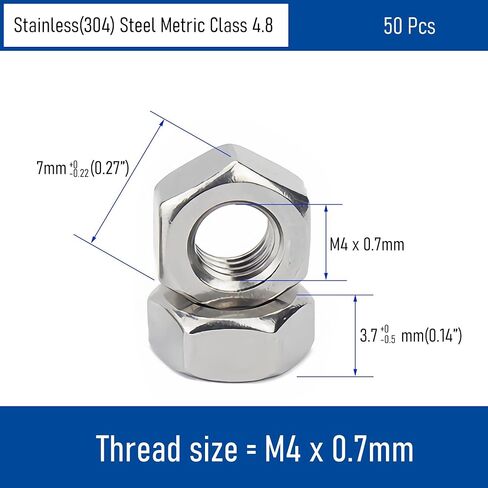 100PCS M5-0.8 Hex Nuts, Stainless Steel 304 Metric Coarse Thread Hexagon Nut, DIN934, Class 4.8 Screw Bolt Fasteners, Hardware Lock Nut in Saudi Arabia