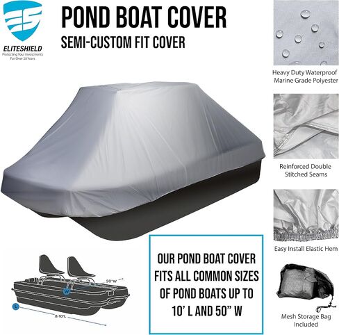 غطاء تخزين قارب البركة مقاوم للماء، يناسب قارب Pond Prowler Bass الذي يصل طوله إلى 10.2أقدام، وعرض الشعاع يصل إلى 50 بوصة، لون فضي in Kuwait