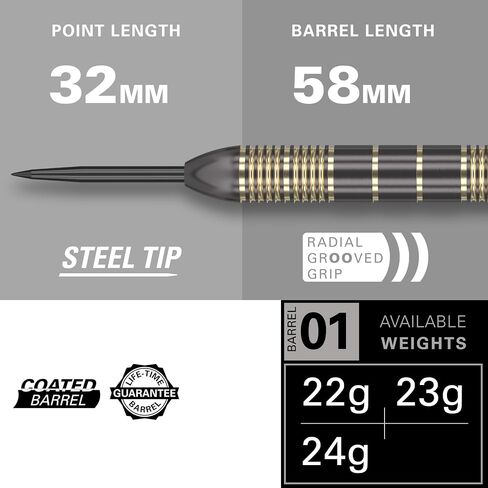 TARGET Darts Vitus Brass Steel Tip Darts Set - 6 Pro Grip Shafts - 9 Pro Ultra Flights – Dart Wallet - Dart Counter App Coupon Bundle in Saudi Arabia
