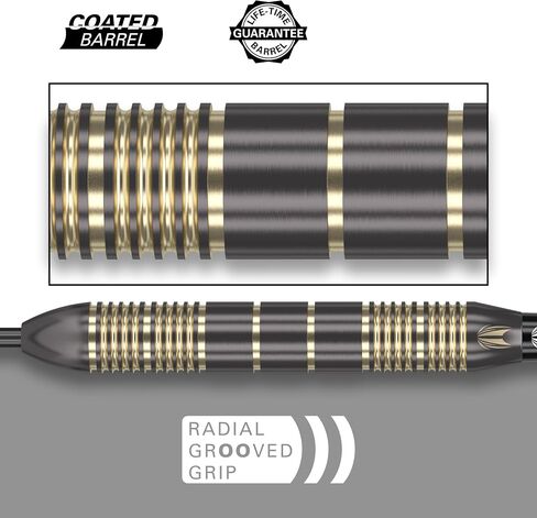 TARGET Darts Vitus Brass Steel Tip Darts Set - 6 Pro Grip Shafts - 9 Pro Ultra Flights – Dart Wallet - Dart Counter App Coupon Bundle in Saudi Arabia