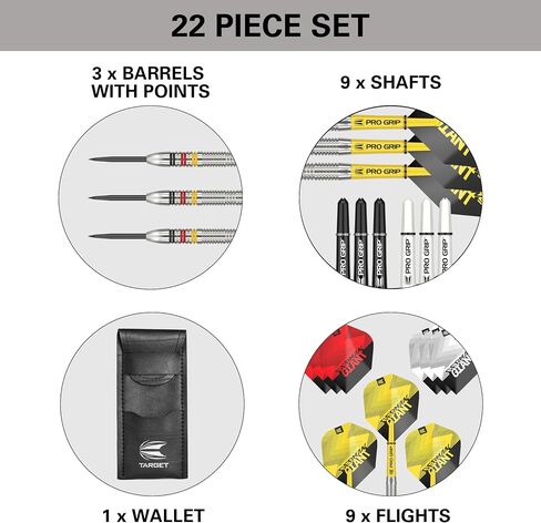 TARGET Darts Gabriel Clemens Tungsten Steel Tip Darts Set - 9 Pro Grip Shafts - 9 Pro Ultra Flights – Dart Wallet - Dart Counter App Coupon Bundle in Saudi Arabia