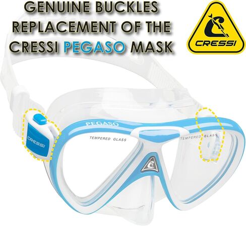 Genuine Pegaso Mask Buckles Replacement - Wear-Resistant - Sold by Pair - Designed in Italy by Cressi: Quality Since 1946 in Saudi Arabia