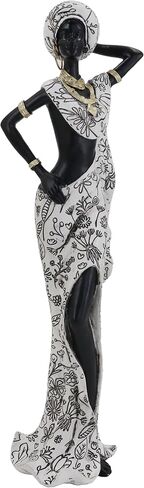 African Traditional Art Handmade Statues, Colorful Geometric Pattern Long Skirt Women's Ornaments and Decorations, Suitable for Home Study Display and Cultural Gift Collection in Saudi Arabia
