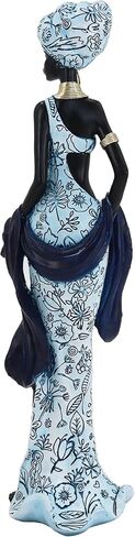African Traditional Art Handmade Statues, Colorful Geometric Pattern Long Skirt Women's Ornaments and Decorations, Suitable for Home Study Display and Cultural Gift Collection in Saudi Arabia