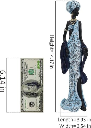 African Traditional Art Handmade Statues, Colorful Geometric Pattern Long Skirt Women's Ornaments and Decorations, Suitable for Home Study Display and Cultural Gift Collection in Saudi Arabia
