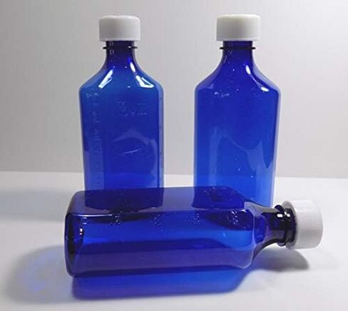 2 Ounce RX Medicine Bottles with Caps Cobalt Blue Lot of 25 Graduated Oval-Pharmaceutical Grade in Saudi Arabia