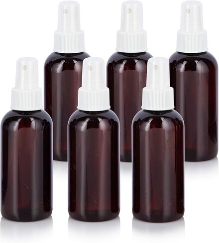 JUVITUS Amber 4 oz Boston Round PET Plastic Bottles (BPA Free) with (12 pack, Black Disc Cap Dispenser) in Saudi Arabia