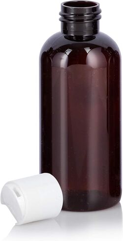 JUVITUS Amber 4 oz Boston Round PET Plastic Bottles (BPA Free) with (12 pack, Black Disc Cap Dispenser) in Saudi Arabia
