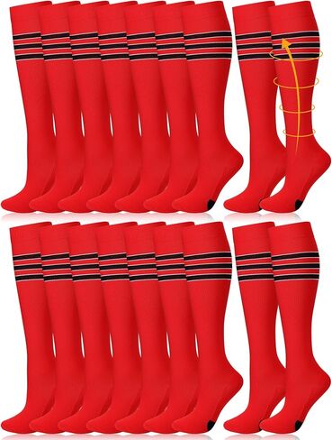10 Pairs Softball Socks Women Girls Red Knee High Compression Socks Performance Sports Tube Socks for Baseball, Softball, Football, and More in Saudi Arabia