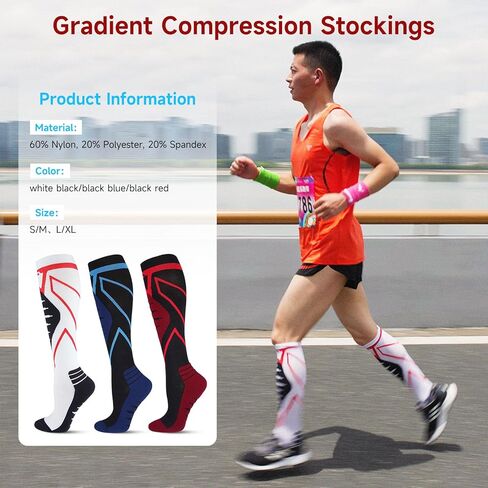 Compression Socks for Men & Women 20-30 mmHg Knee-High Support Stockings for Running, Nurses,Athletic, Sports, Travel in Saudi Arabia