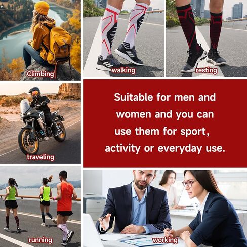 Compression Socks for Men & Women 20-30 mmHg Knee-High Support Stockings for Running, Nurses,Athletic, Sports, Travel in Saudi Arabia