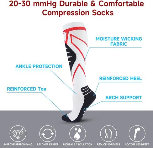 Compression Socks for Men & Women 20-30 mmHg Knee-High Support Stockings for Running, Nurses,Athletic, Sports, Travel in Saudi Arabia