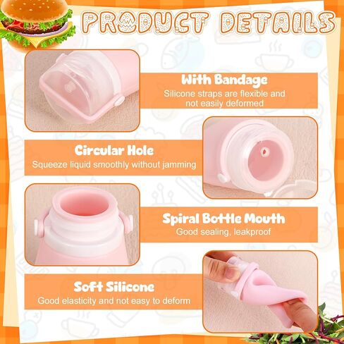 8 Pcs Mini Salad Dressing Container, Ketchup Container Squeeze Bottles Leakproof Sauce Dispenser to Go for Lunch Silicone Portable Jars with Cleaning Brush Labels Marker Pen 1.3 oz,38 ml in Kuwait