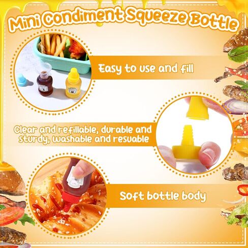 16Pcs Mini Condiment Squeeze Bottles Set,16 Pcs 25 Ml Bear Shaped Mini Ketchup Bottle for Lunch Box with Cleanbrush Funnel Accessories for Ketchup, Liquids, Sauces Syrup in Saudi Arabia