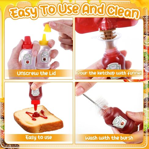 16Pcs Mini Condiment Squeeze Bottles Set,16 Pcs 25 Ml Bear Shaped Mini Ketchup Bottle for Lunch Box with Cleanbrush Funnel Accessories for Ketchup, Liquids, Sauces Syrup in Saudi Arabia
