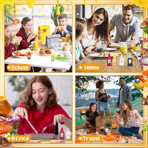 16Pcs Mini Condiment Squeeze Bottles Set,16 Pcs 25 Ml Bear Shaped Mini Ketchup Bottle for Lunch Box with Cleanbrush Funnel Accessories for Ketchup, Liquids, Sauces Syrup in Saudi Arabia