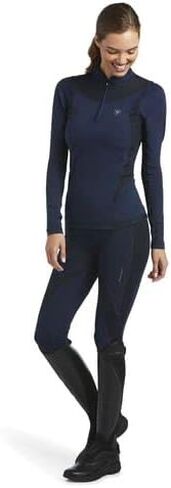 Ariat Womens Ascent 1/4 سحاب L/S Baselayer أسود in Kuwait