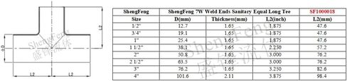 ShengFeng 1" Weld Equal Tee 3 Way Stainless Steel 304 Sanitary Fitting 1 Inch, Pipe OD 25mm in Saudi Arabia