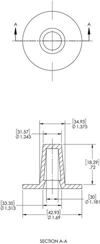 Caplugs 99394847 غطاء بلاستيكي مدبب وقابس مع شفة عريضة W-15، PE-LD، غطاء OD 1.181" معرف التوصيل 1.375"، أحمر (عبوة من 100) in Saudi Arabia