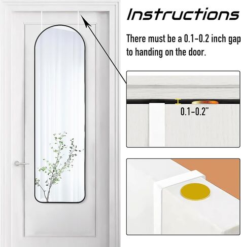 57x20 Door Hanging Full Length Mirror, Floor (Height 5.7ft just Body in1.3ft) Wall Mounted Metal Frame Arch Dressing Mirrors for Bedroom Bathroom Living Room 57 inch Black in Kuwait