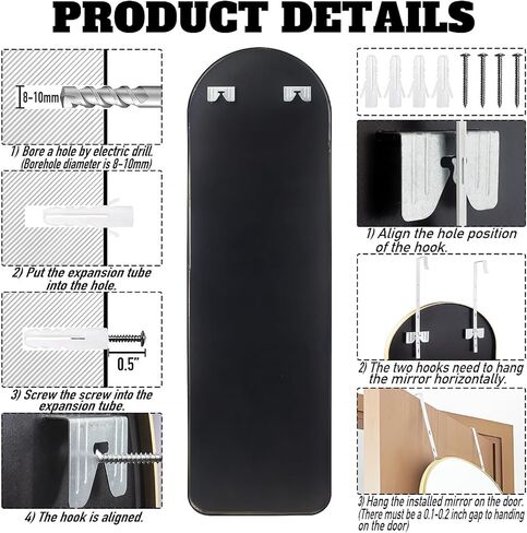 57x20 Door Hanging Full Length Mirror, Floor (Height 5.7ft just Body in1.3ft) Wall Mounted Metal Frame Arch Dressing Mirrors for Bedroom Bathroom Living Room 57 inch Black in Kuwait