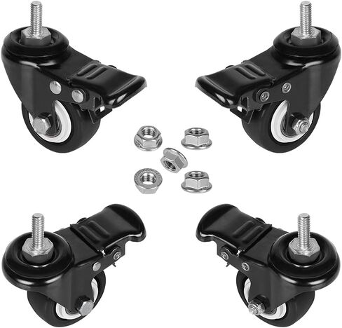 عجلات دوارة مقاس 2 بوصة مع جذع ملولب 5/16 بوصة - 18 × 1 بوصة (قطر المسمار 5/16 بوصة، الطول 1 بوصة) استبدال عجلات البولي يوريثان شديدة التحمل لأثاث طاولة العربة، عجلات صناعية مع صواميل شفة، مجموعة من 4 قطع in Kuwait