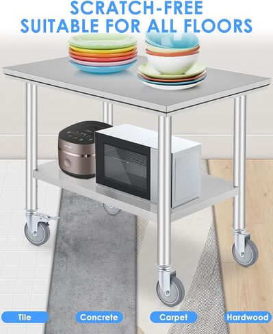 PACETAP 4 Inch Prep Table Wheels Caster Set of 4, Expanding Stem Caster Fit 1-1/2" and 1-5/8" Tube ID Leg for Work Table/Cart/Kitchen Appliances/Workbench Legs (2 with Brake, 2 without Brake) in Kuwait