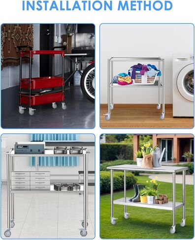 PACETAP 4 Inch Prep Table Wheels Caster Set of 4, Expanding Stem Caster Fit 1-1/2" and 1-5/8" Tube ID Leg for Work Table/Cart/Kitchen Appliances/Workbench Legs (2 with Brake, 2 without Brake) in Kuwait