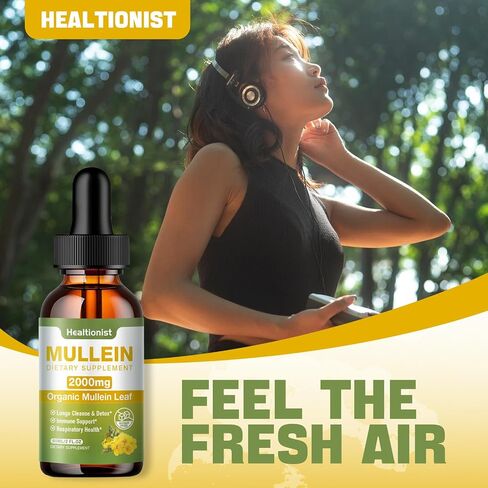 2 Pack Mullein Drops for Lungs - Leaf Extract Liquid - Powerful Mullein for Immune Support, Cleanse - Detox & Respiratory, Digestive System, Natural Herbal Supplement Tincture, Tea - 4 fl oz Vegan in Saudi Arabia
