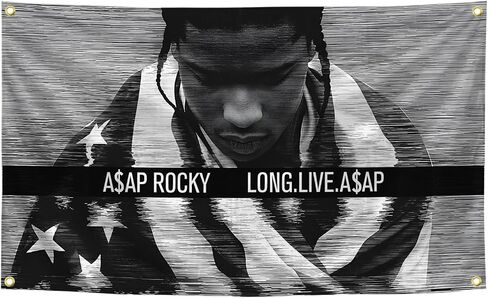 Generic مغني الراب Asap Music Cover Rocky Album3 × 5Ft لغرفة النوم والكلية والمهجع وغرفة النوم والديكور الداخلي والحفلات الممتعة (A$AP-black1) in Saudi Arabia