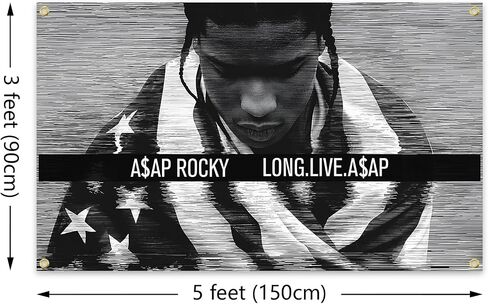 Generic مغني الراب Asap Music Cover Rocky Album3 × 5Ft لغرفة النوم والكلية والمهجع وغرفة النوم والديكور الداخلي والحفلات الممتعة (A$AP-black1) in Saudi Arabia