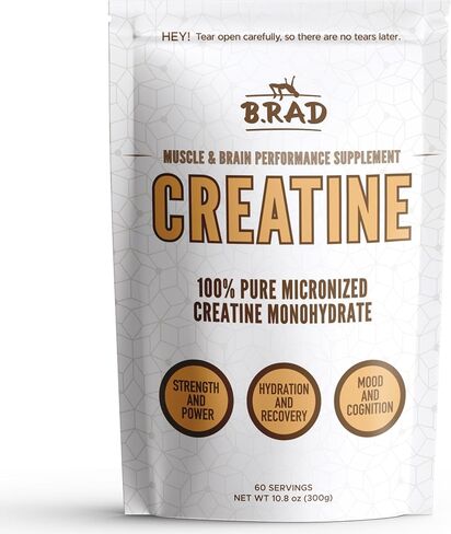 B.rad Micronized 100% Creatine Monohydrate Powder, Unflavored | Muscle Strength & Recovery | Brain Health | #1 Performance Supplement | 10.8 Ounces, 30 Servings in Saudi Arabia