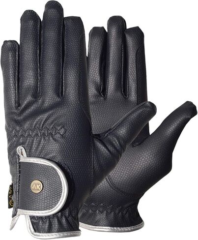 قفازات AK الاصطناعية لركوب الخيل لجميع المواسم للجنسين AKRS-6344 (XS، كحلي/فضي) in Kuwait