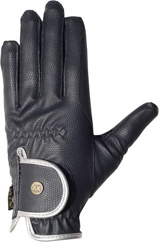 قفازات AK الاصطناعية لركوب الخيل لجميع المواسم للجنسين AKRS-6344 (XS، كحلي/فضي) in Kuwait