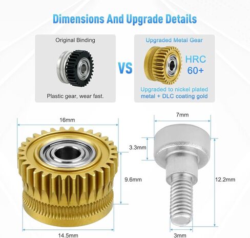 All Metal Hotend Extruder Filament Drive Gear for Creality K1/K1max/K1c 3D Printer Accessory ，Nickel-Plated Motor High Hardness Extruder Gears, K1 Max Upgrade Extruder Gears in Kuwait