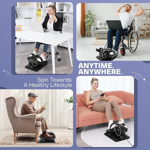 ANCHEER Under Desk Elliptical, Electric Ellipse Leg Exerciser While Sitting for Seniors Adults, Auto/Manual Dual Mode Motorized Foot Pedal Exerciser with Remote Control for Home Office Use in Saudi Arabia