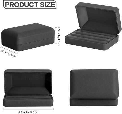 Velet Ring Storage Box for Multiple Rings, Travel Jewelry Ring Stud Earrings Holder Case, 3 Slot Portable Ring Display Organizer Case (Black) in Kuwait