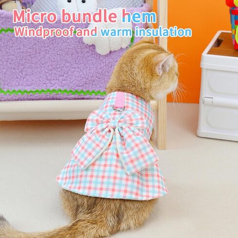 Cat Clothes Cat Skirt,Checkered Shirt Knitted pet Sweater Suitable for Small and Medium-Sized Dogs and Cats in Exquisite pet Clothing，Exquisite and considerable (L, Pink) in Saudi Arabia