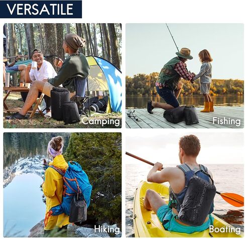 حقيبة Haimont الجافة المقاومة للماء وخفيفة الوزن وحقيبة جافة للتجديف بالكاياك والتجديف والتجديف والتجديف وركوب القوارب مع نافذة متوافقة مع شاشة اللمس، أسود، 25 لتر in Kuwait